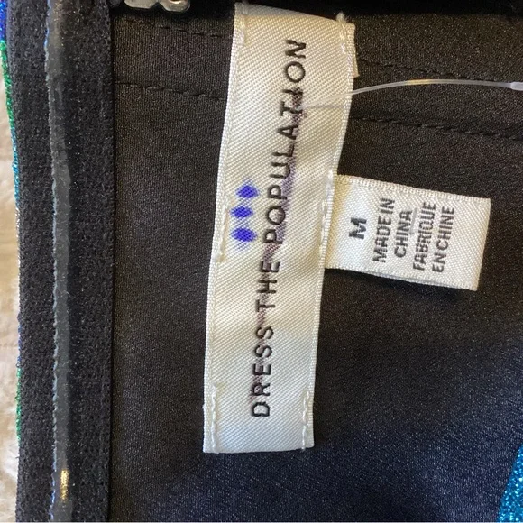 Dress the population Rosalie Metallic Stripe Strapless Cocktail Dress - Picture 14 of 16